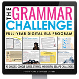 Grammar Challenge Digital Program - Lessons, Escape Room Style Games, & Quizzes