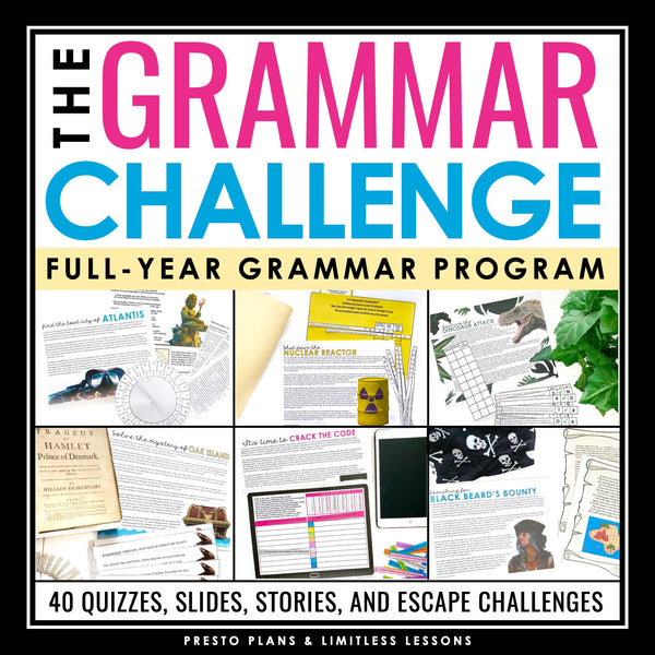 Grammar Challenge Program - Lessons, Escape Room Style Games, & Quizzes