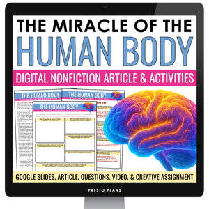 Nonfiction Reading Comprehension Digital Article & Activities - The Human Body