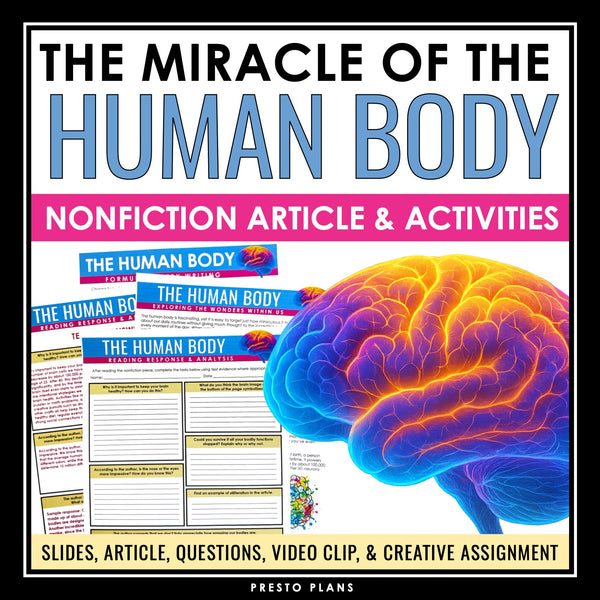 Nonfiction Reading Comprehension Article and Activities - The Human Body