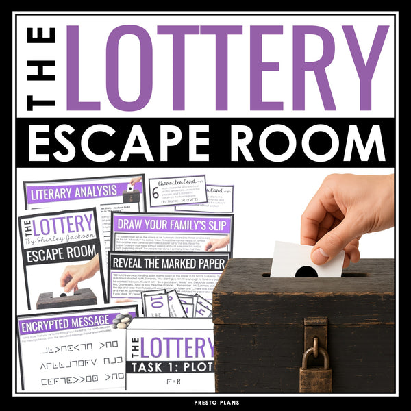 The Lottery Escape Room Activity - Breakout Game for Shirley Jackson Short Story