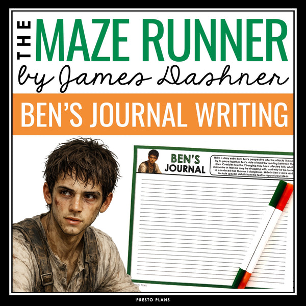 The Maze Runner Assignment - Writing Ben’s Journal Character Analysis Activity