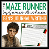 The Maze Runner Assignment - Writing Ben’s Journal Character Analysis Activity