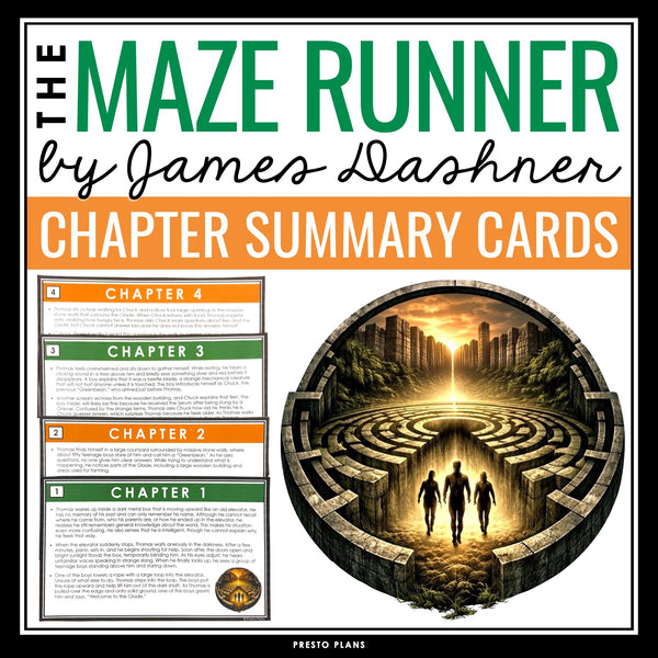 The Maze Runner Chapter Summaries - Plot Summary Cards for James Dashner's Novel