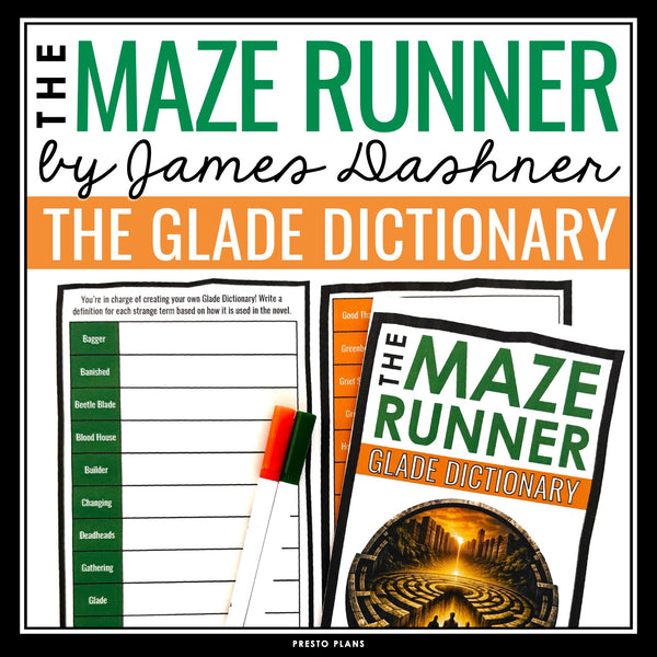 The Maze Runner Vocabulary Activity - Glade Terms Dictionary Novel Assignment
