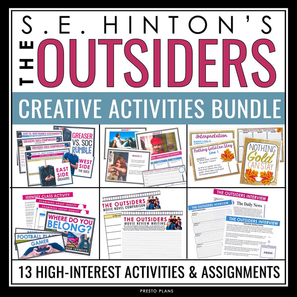 The Outsiders Activity Bundle - Creative Activities & Assignments for the Novel