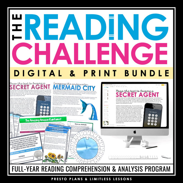 Reading Challenge Program - Reading Lessons & Escape Room Games Digital & Print
