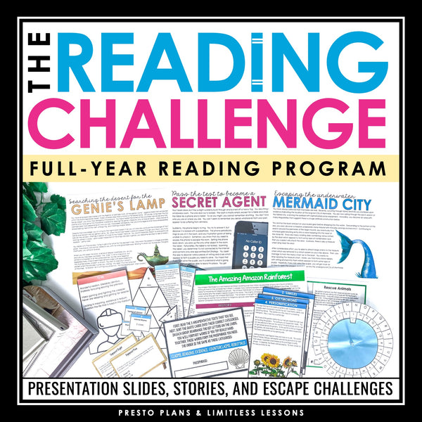 Reading Challenge Program - Comprehension & Analysis Lessons & Escape Room Games