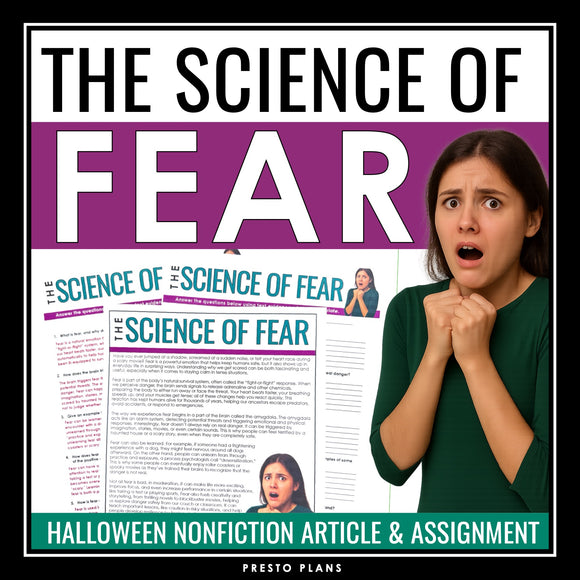 Halloween Reading Comprehension - The Science of Fear Article & Assignment