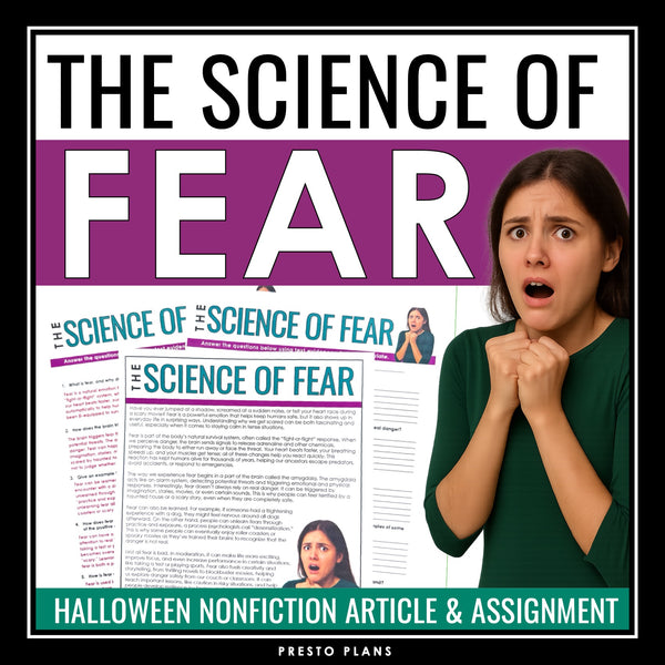 Halloween Reading Comprehension - The Science of Fear Article & Assignment