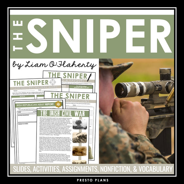 The Sniper by Liam O'Flaherty Short Story Unit Slides, Assignments & Activities