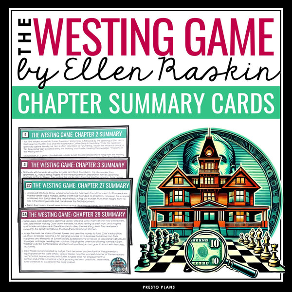 The Westing Game Chapter Summaries - Plot Summary Cards for Ellen Raskin's Novel
