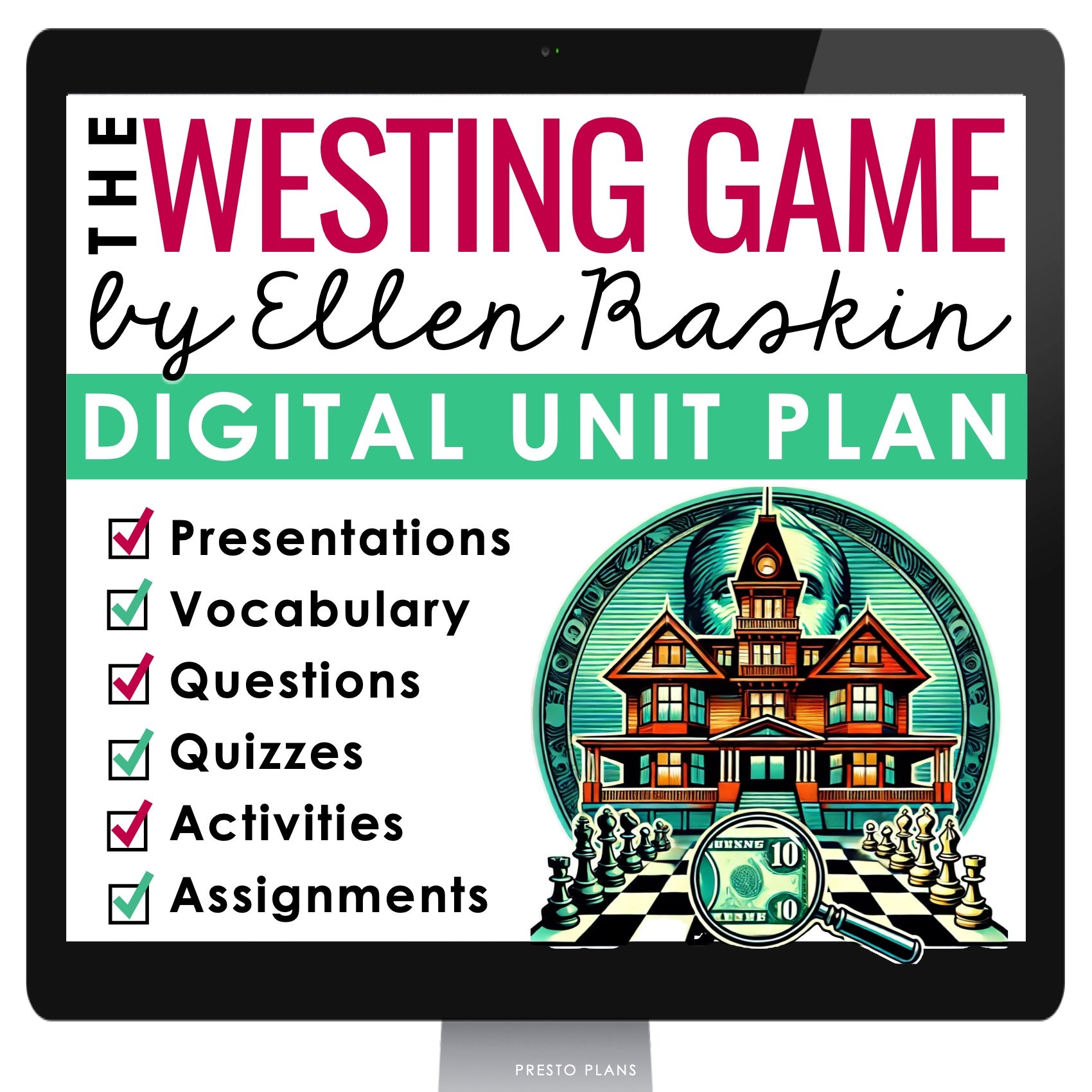 The Westing Game Unit Plan - Ellen Raskin Novel Study Reading - Digita ...