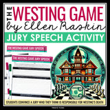 The Westing Game Activity - Jury Speech Creative Novel Study Reading Response
