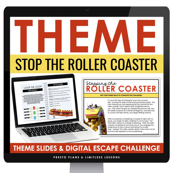 Theme as a Fiction Story Element Slides & Digital Escape Room Reading Activity