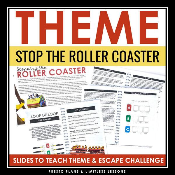 Theme as a Story Element in Fiction Presentation & Escape Room Reading Activity