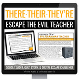 There, Their, They're Homophones Escape Room Digital Grammar Game, Slides & Quiz