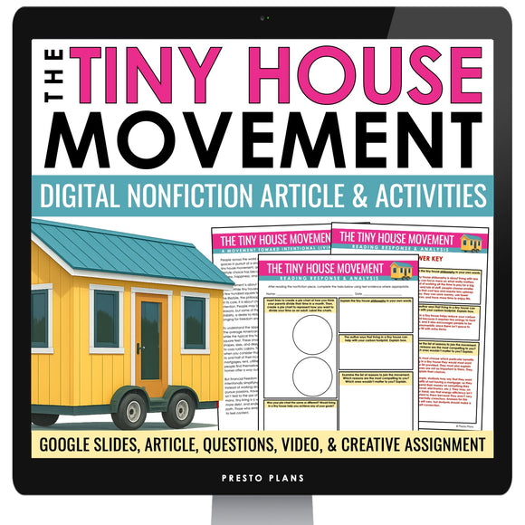 Nonfiction Reading Comprehension Digital Article & Activities - Tiny Houses