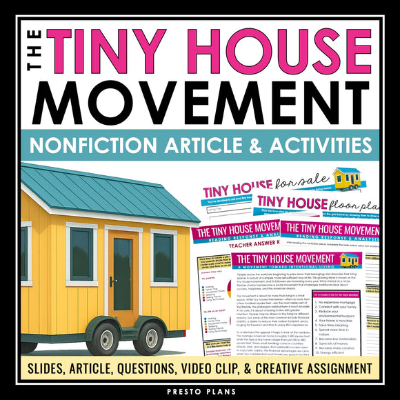 Nonfiction Reading Comprehension Article and Activities - Tiny House Movement