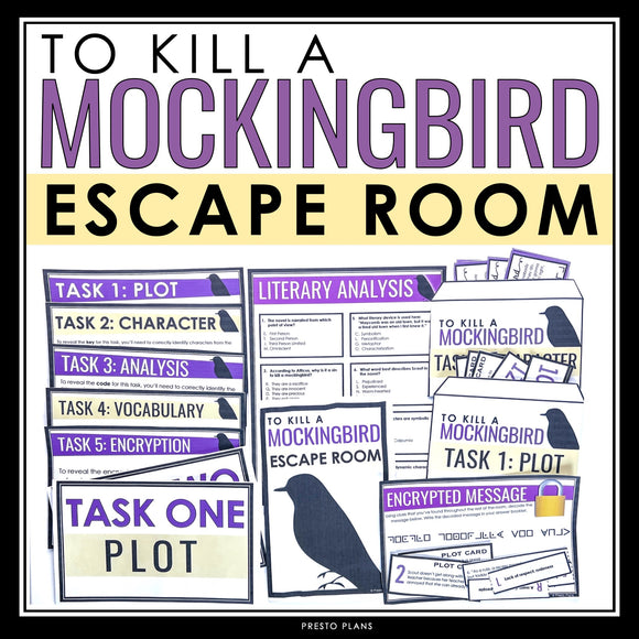 To Kill a Mockingbird Escape Room Novel Activity - Breakout Review for the Book