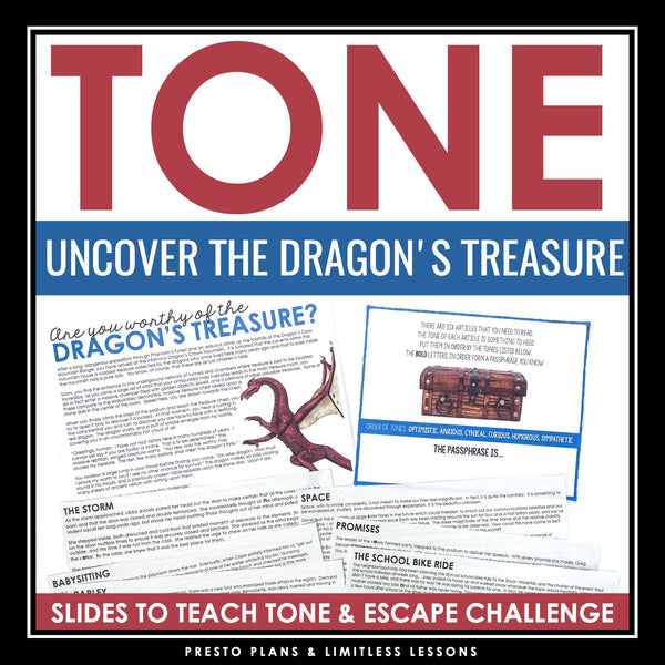 Tone as a Story Element in Fiction Presentation & Escape Room Reading Activity