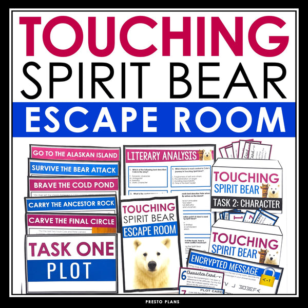 Touching Spirit Bear Escape Room Review Activity for Ben Mikaelsen’s Novel