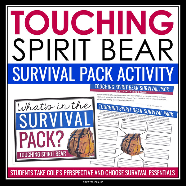 Touching Spirit Bear Activity - Survival Pack Creative Novel Study Assignment