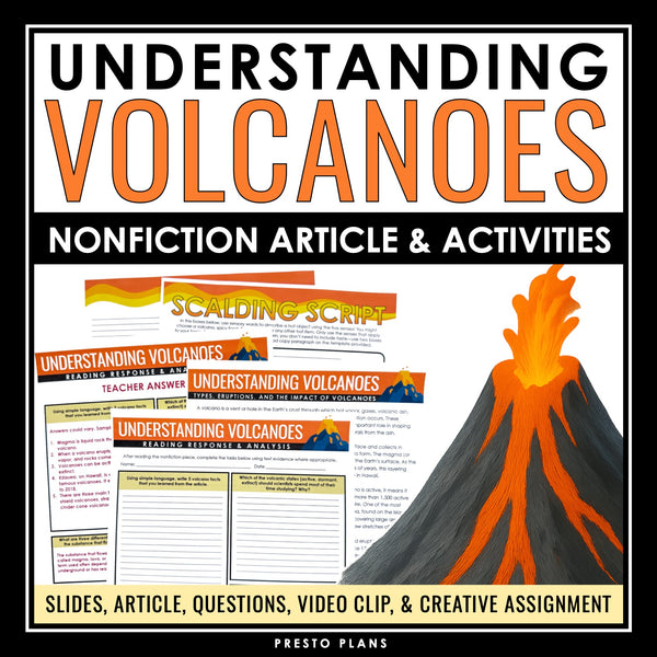 Nonfiction Reading Comprehension Article and Activities - Volcanoes