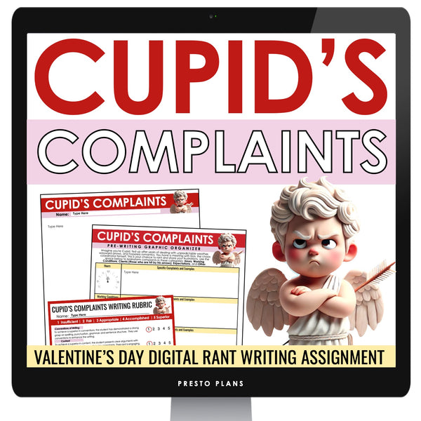Valentine's Day Writing Activity – Cupid's Rant Digital Writing Assignment