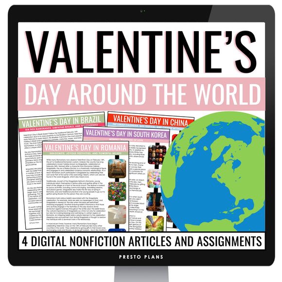 Valentine's Day Around the World Reading Comprehension - Digital Assignments