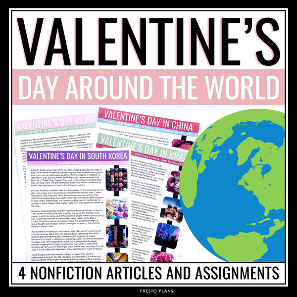 Valentine's Day Around the World Reading Comprehension - Nonfiction Assignments