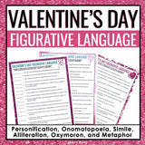 Valentine's Day Figurative Language Assignments - Literary Devices Activity