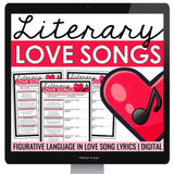 Valentine's Day Figurative Language in Love Songs - Lyrics Assignments - Digital