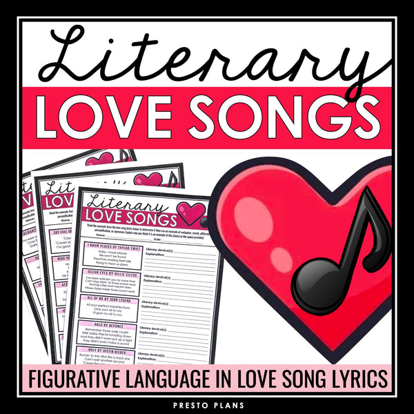 Valentine's Day Figurative Language in Love Songs - Music Lyrics Assignments