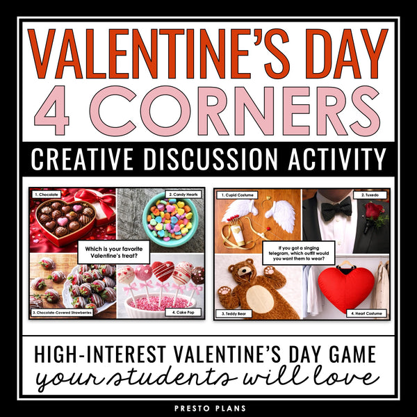 Valentine’s Day Game – Fun 4 Corners Game Activity for Middle & High School