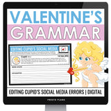 Valentine's Day Digital Grammar Activity Editing Errors in Cupid's Social Media