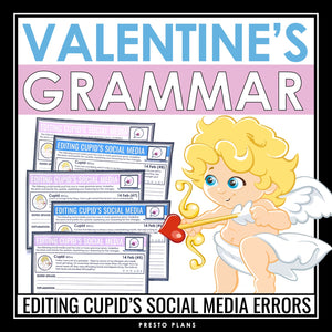 Valentine's Day Grammar Activity - Editing Errors in Cupid's Social Media Posts