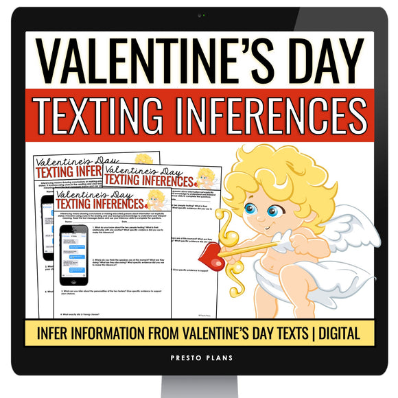 Valentine's Day Inference Activities - Inferences in Texts Digital Assignments