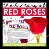 Valentine's Day Reading Comprehension Article & Assignment - Red Roses