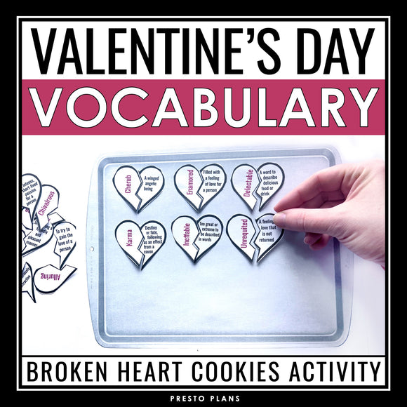 Valentine's Day Vocabulary Activity - Hands on Interactive Vocabulary Assignment