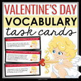 Valentine's Day Vocabulary Activity - Cupid's Dictionary Task Cards Definitions