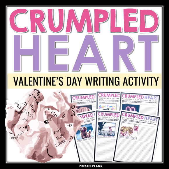 Valentine's Day Writing Activity Crumpled Heart Collaborative Writing Assignment