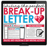 Valentine's Day Writing Assignment - Writing a Break Up Letter or Text - Digital