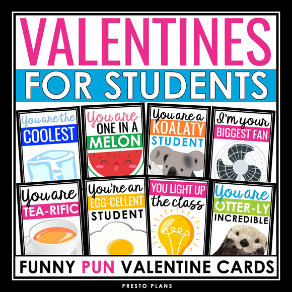 Valentine's Day Cards - Funny Pun Valentines - Gift For Students From Teacher