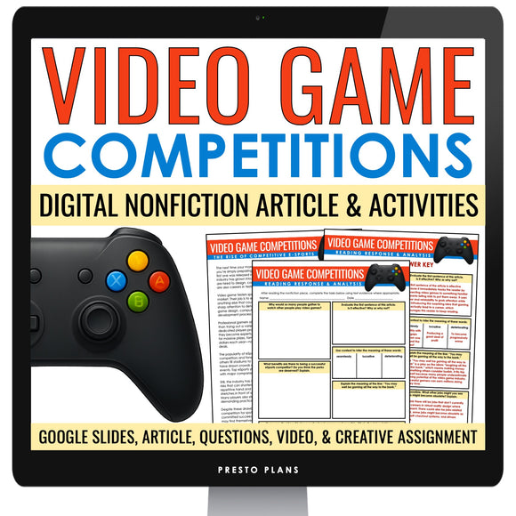 Nonfiction Reading Comprehension Digital Activities - Video Game Competitions