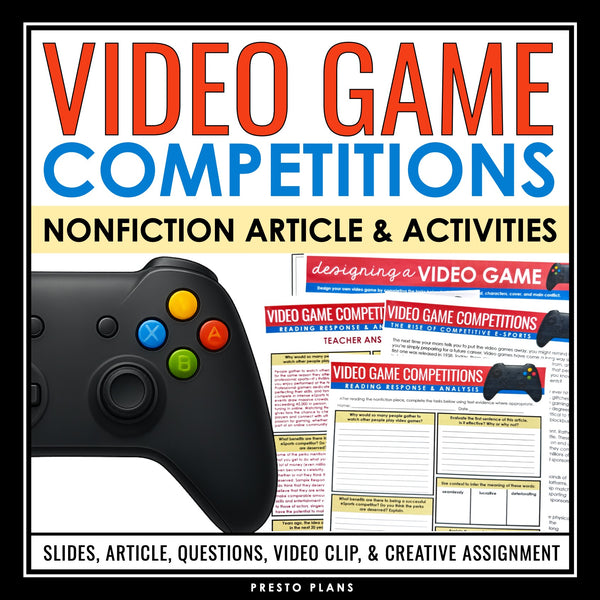 Nonfiction Reading Comprehension Article and Activities - Video Game Competition