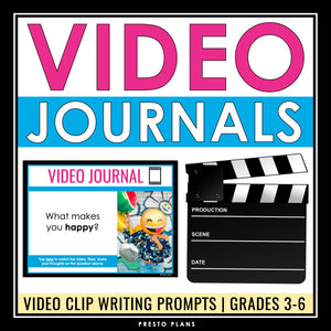 Video Journal Writing Prompts - Video Clip Opinion & Personal Writing Grades 3-6