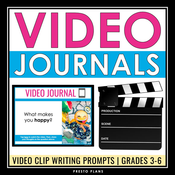 Video Journal Writing Prompts - Video Clip Opinion & Personal Writing Grades 3-6