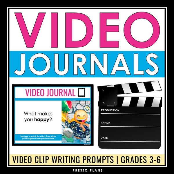 Video Journal Writing Prompts - Video Clip Opinion & Personal Writing Grades 3-6