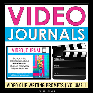 Video Journal Writing Prompts - Video Clip Opinion and Personal Writing Volume 1